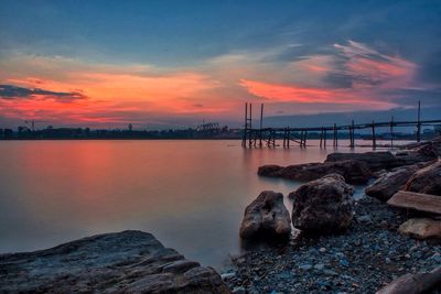 Scenic view of sea at sunset