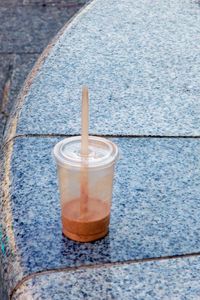 High angle view of coffee on table