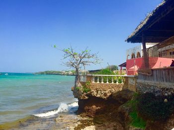 Scenic view of sea against clear sky