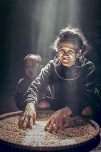 Portrait of woman with ice cream