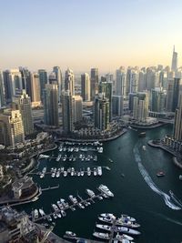 High angle view of buildings in city