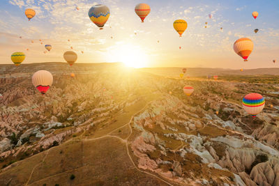 High angle view of hot air balloons