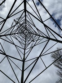 Low angle view of electricity pylon against sky