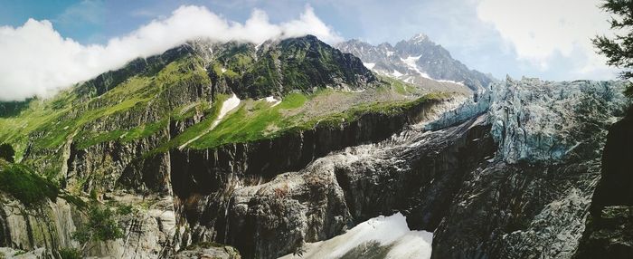 Scenic view of rocky mountains against sky