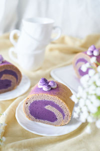 High angle view of cake on table