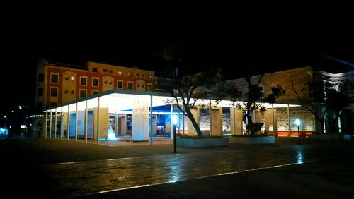 Illuminated buildings at night