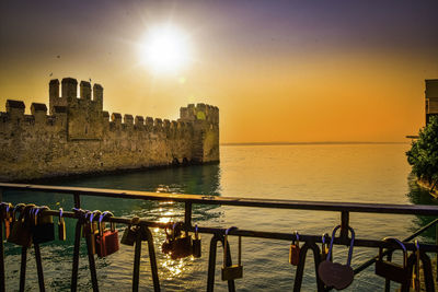 Panoramic view of sea against sky during sunset