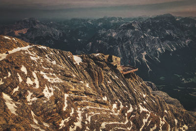 High angle view of rock formations on land