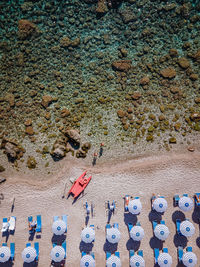 High angle view of people on beach