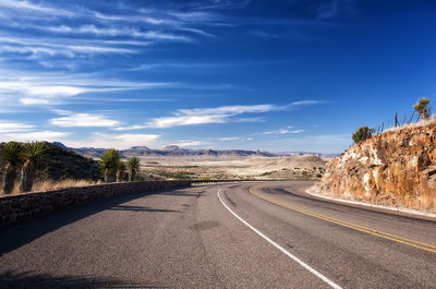 Surface level of road along countryside landscape