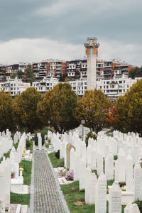 View of cemetery against sky