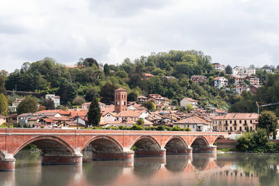 Bridge over river against sky
