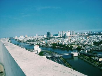 Cityscape against clear sky