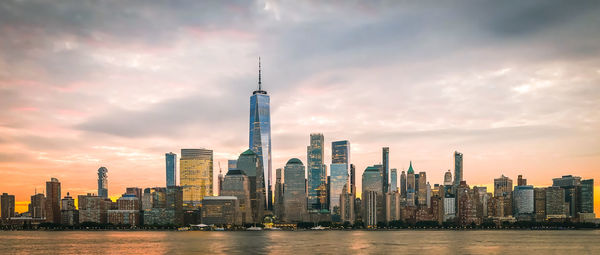 Beautiful evening view of the lower manhattan, new york city, united states of america