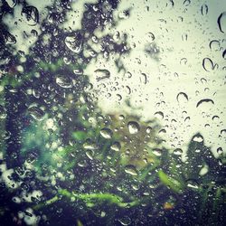 Full frame shot of raindrops on glass window