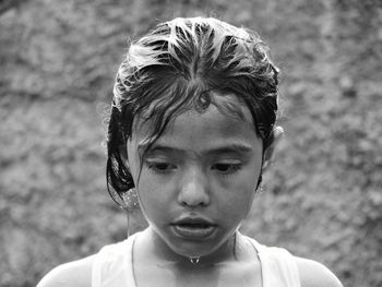 Close-up of boy looking away