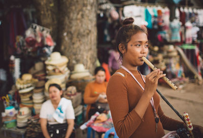 Young woman looking at camera