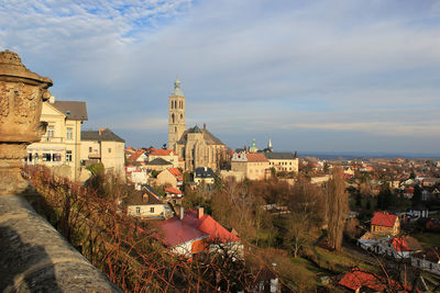 High angle view of buildings in city