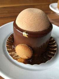 Close-up of cake in plate on table