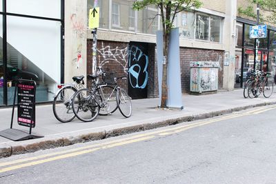 Cars parked in front of building