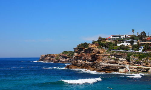 Scenic view of sea against clear sky