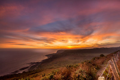 Scenic view of sea against sky at sunset