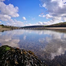 Scenic view of lake against sky