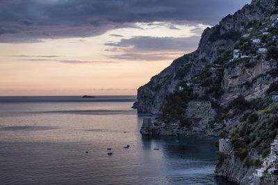 Scenic view of sea against sky at sunset