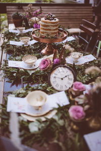 High angle view of place setting on table