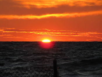 Scenic view of sea at sunset