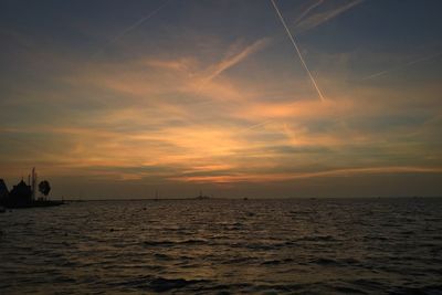 Scenic view of sea at sunset