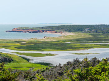 Scenic view of landscape against clear sky