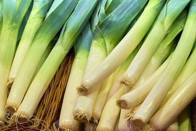 Full frame shot of leek for sale at market stall