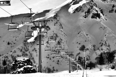 Empty ski cable cars during 2021 due to covid-19 restrictions in france