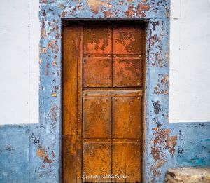 Closed door of old building