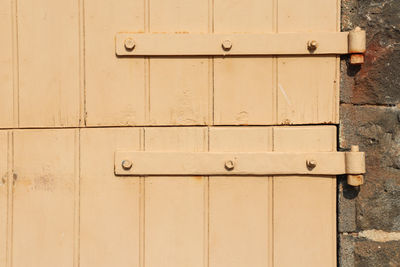 Close-up of closed barn door