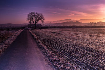 Scenic view of field against sky during sunset