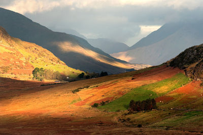 Scenic view of mountains against sky