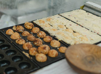 High angle view of bread on table
