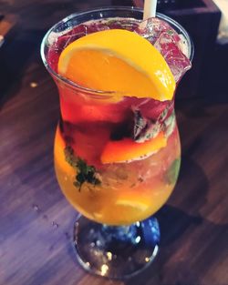 Close-up of drink in glass on table