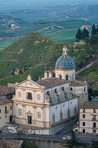 High angle view of buildings in city