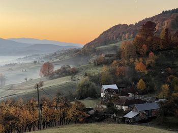 Scenic view of landscape against sky during sunset