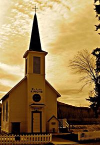 View of church at sunset