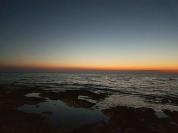 Scenic view of sea at sunset