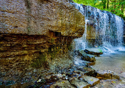Scenic view of waterfall in forest