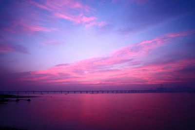 View of calm sea at sunset