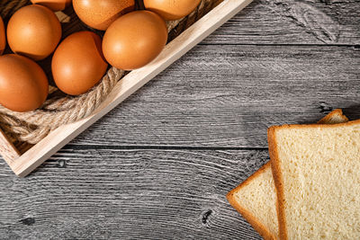 High angle view of eggs on table