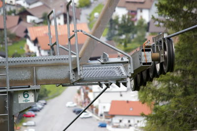 Close-up of flags against trees