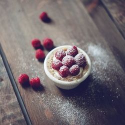 Close-up of strawberries on table