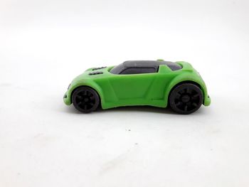 Close-up of toy car on white background